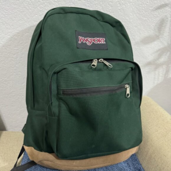 Jansport backpack green and suede - Picture 1 of 4
